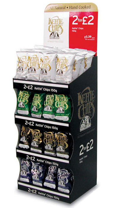 FSDU shelved unit ranging a selection of Kettle Crisps