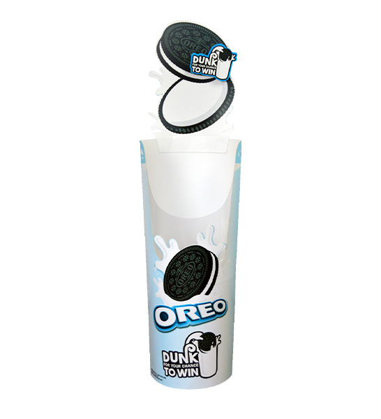Oreo biscuits dump bin to promote a 'Dunk to Win' competition