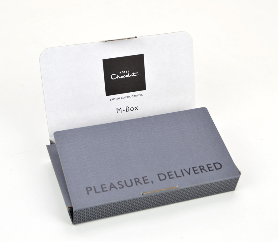 A Hotel Chocolat E-commerce printed box with an additional inner box fold to protect the chocolates in transit