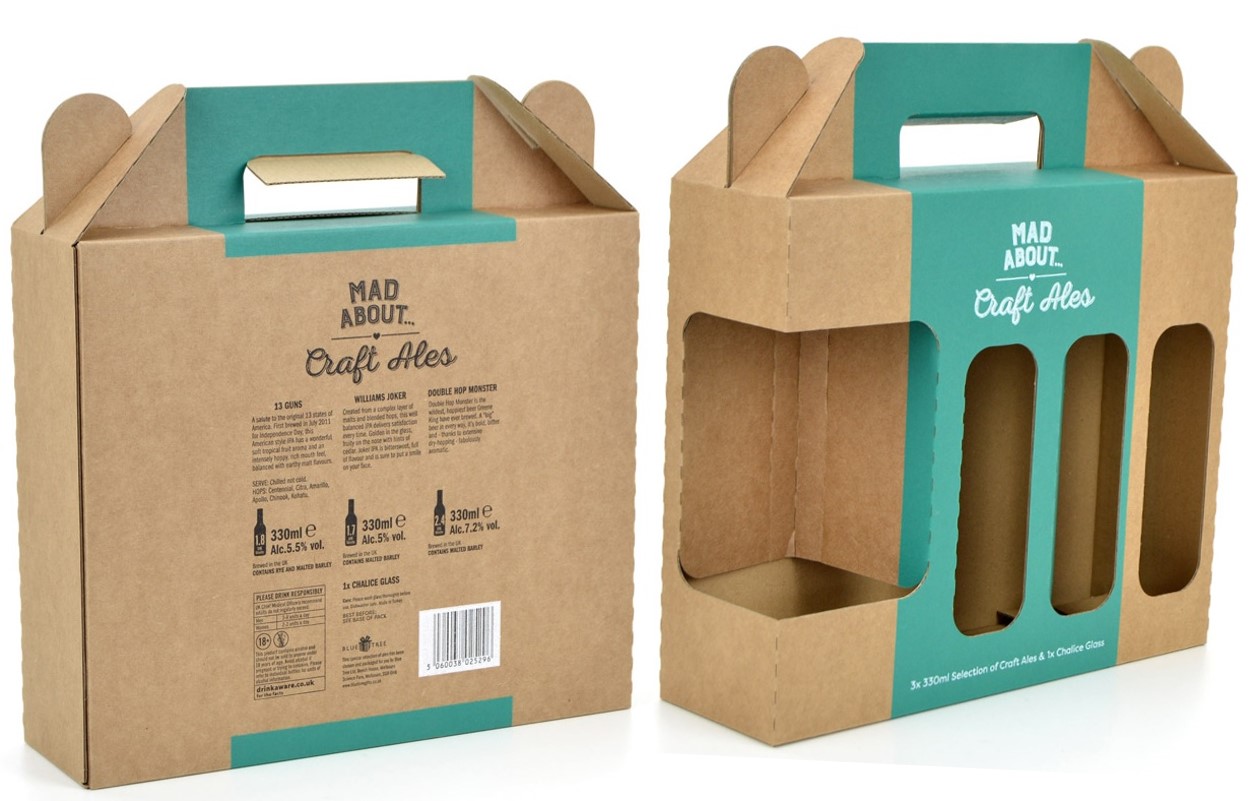 Printed beer packaging designed for bottles and glassware